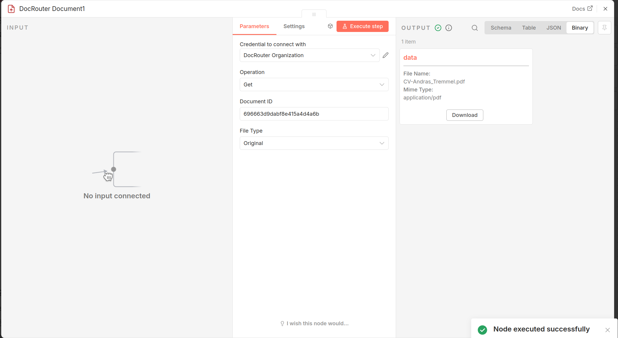 DocRouter Get Document in n8n